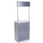 30"w Portable Counter w/ Locking Door & Header, Snap Frame Design - Silver